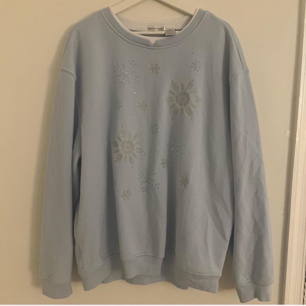 Sky Blue Snowflake Crewneck Top